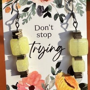 Hand Crafted Lemon Yellow Stone Stack Drop Earrings